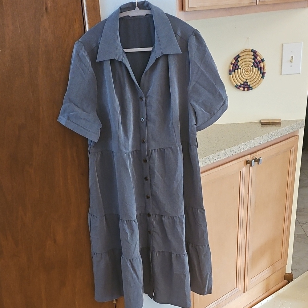 Allegra K Buttoned A-line Tiered Dress